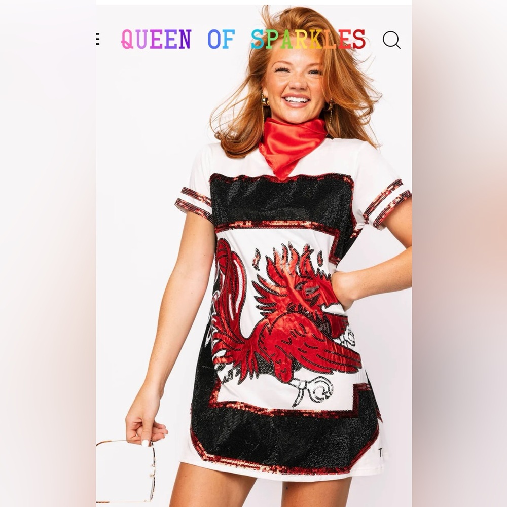 QUEEN OF SPARKLES University of South Carolina Red Gamecocks Sequin Mini Dress